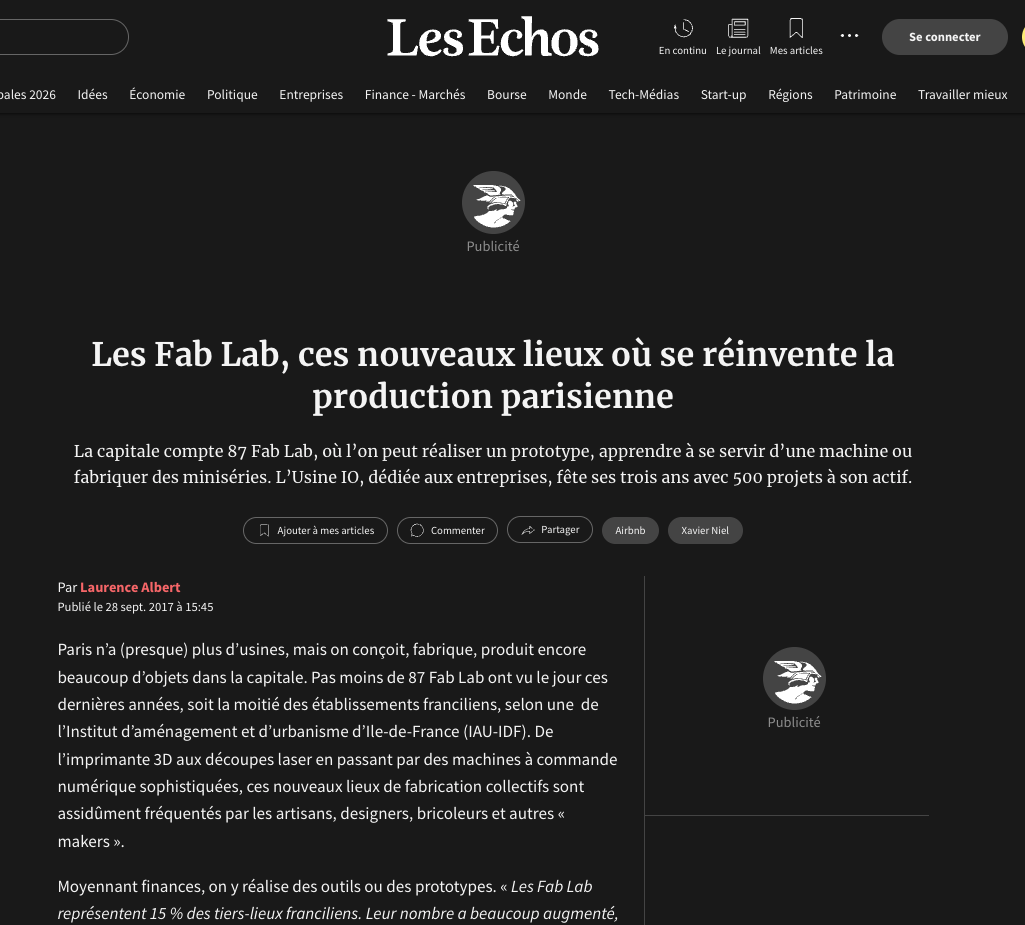 Les Echos - Fab lab